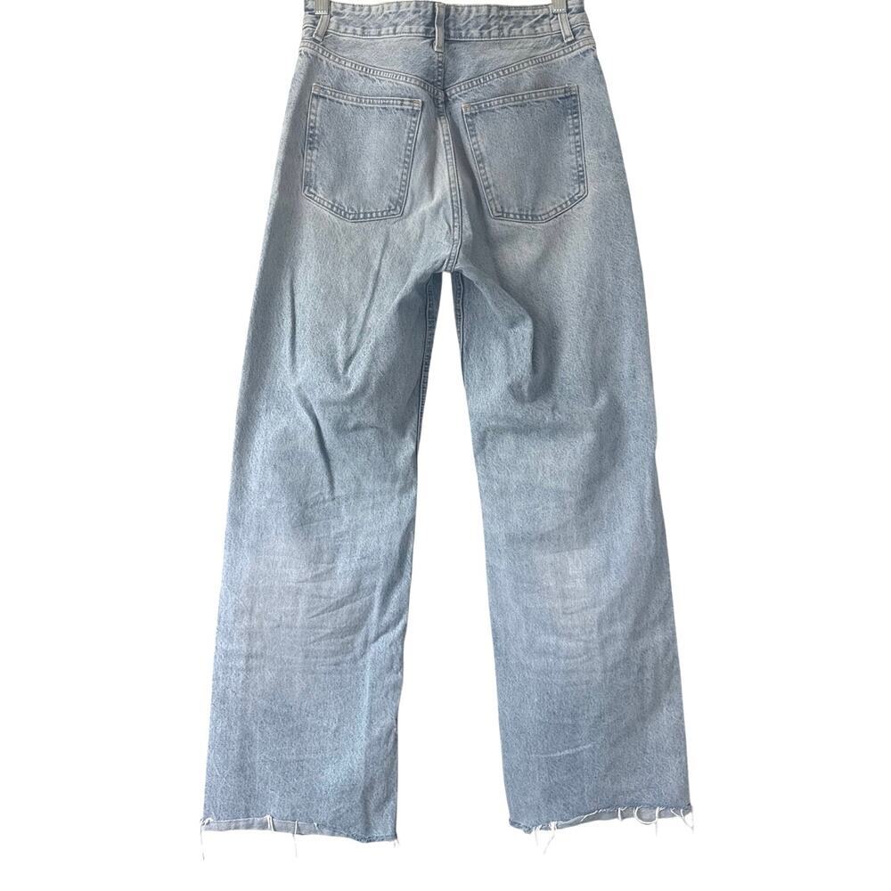 ZARA Women’s High Rise Wide Leg Blue Jeans Light Wash Raw Hem Size 8 *EUC - Picture 4 of 10